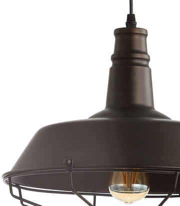 Farmhouse 14.25" Adjustable Industrial Metal LED Pendant - JONATHAN Y